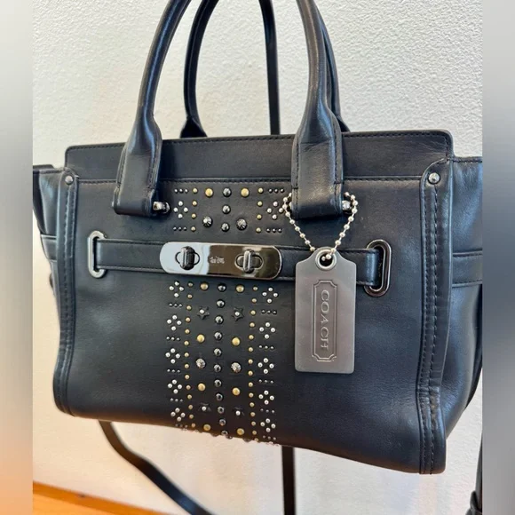 Coach Swagger Studded Black EUC - Picture 2 of 13